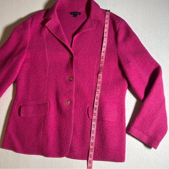 Lands End 100% Wool Soft Unlined Coat Blazer in Hot Pink Fuchsia, Size 18 - Picture 3 of 8